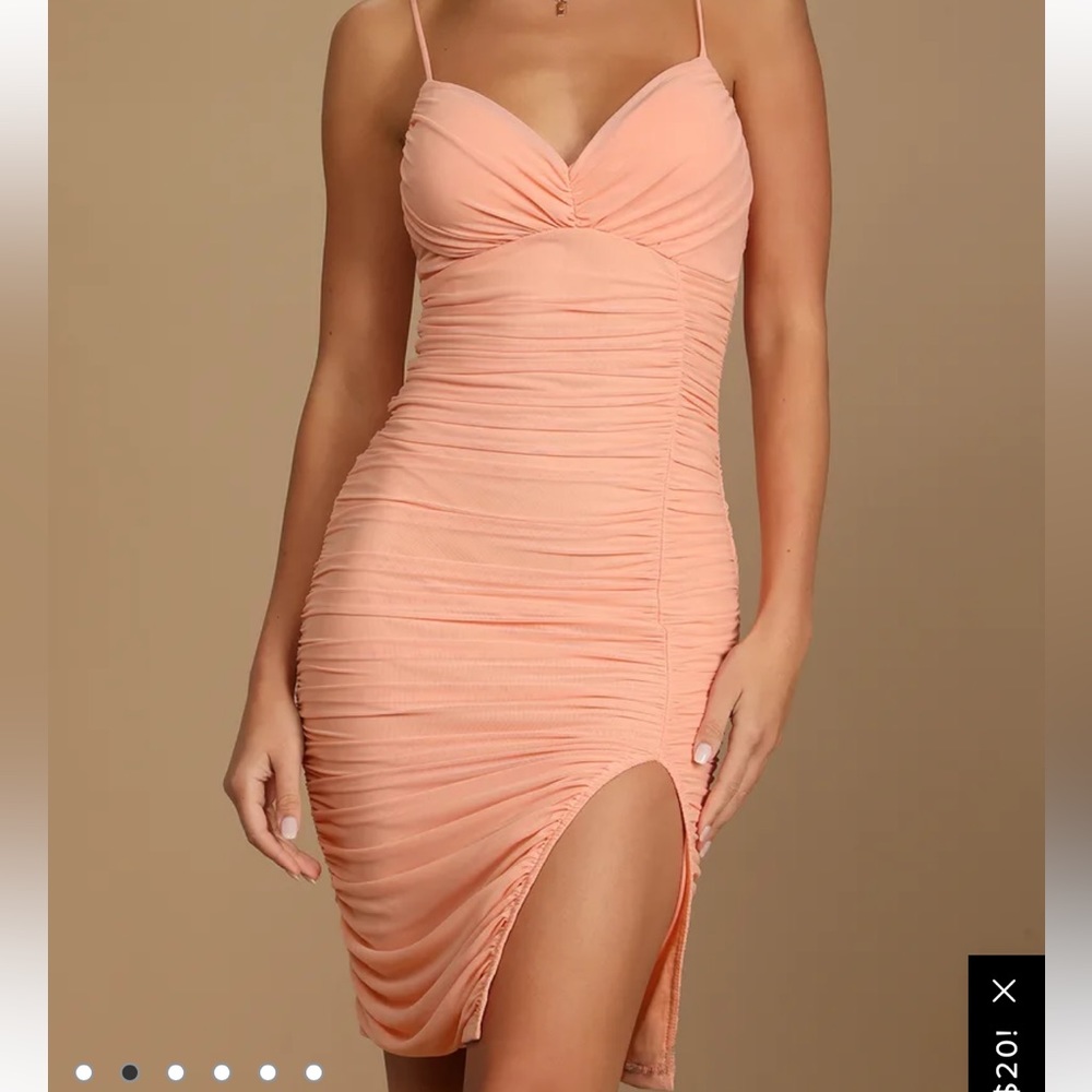 Lulus Bodycon Midi dress with thigh slit |BRAND NEW| Size: XL | Color:Pink/Coral